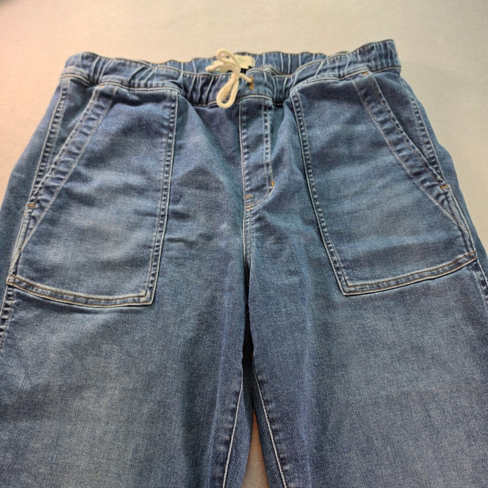 Madewell Denim Jogger Jeans Womens Large Blue Pull On Drawstring Patch Pockets - Picture 3 of 8